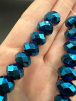 Metallic Midnight Blue Faceted Glass Rondelle Bead Strand – Jewelry Making Beads
