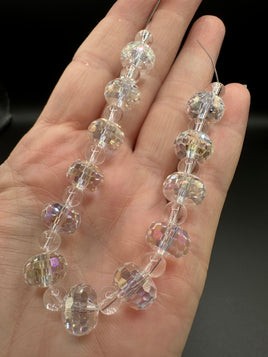 Clear AB Faceted Glass Bead Strand with Round Spacers – Graduated Jewelry Making Beads