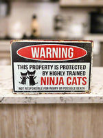 Property Protected by Ninja Cats Tin Sign