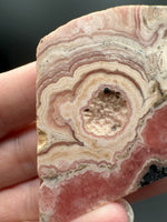 Natural Rhodochrosite Slab #8 – Pink Banded Orb & Druzy Crystal Mineral Specimen