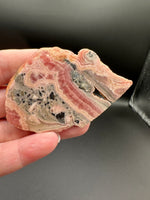 Rhodochrosite Slab #6 – Pink Banded Natural Stone Specimen with Matrix & Natural Cavity