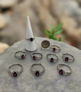 Natural Purple Garnet Rings