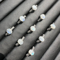 Natural Sri Lankan Moonstone Adjustable Stainless Steel Ring – Blue Flash Gemstone Ring