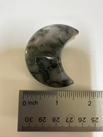 Moss Agate Carved Moon #1