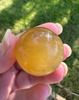 Mostly Yellow with Purple Fluorite Sphere #11