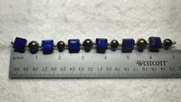Cobalt Blue Glass Bead Strand with Iridescent & Black Faceted Accents