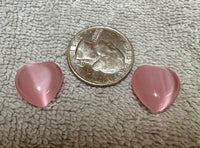 Pink Fiber Optic Cats Eye Puffy Heart Pair