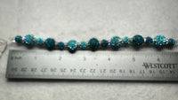 Turquoise & Teal Rhinestone Round Bead Strand with Silver Spacer Rings