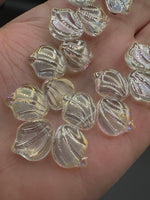 Clear Iridescent Glass Leaf Bead Strand – Aurora Borealis Finish