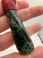 Handmade Fluorescent Ruby in Zoisite, Africa and Mahogany Sheen Obsidian, Glass Buttes, OR, Dagger