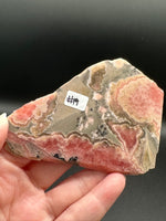 Natural Rhodochrosite Slab #19 – Pink Banded Mineral Specimen with Gray Matrix