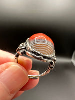 Vintage Style Carnelian Stainless Steel Adjustable Ring #3