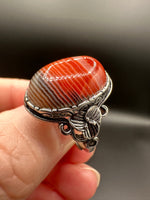 Vintage Style Carnelian Stainless Steel Adjustable Ring #3