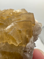 Golden Cube Fluorite Cluster – Moscona Mine, Spain Specimen