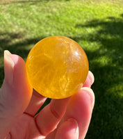 Mostly Yellow with Purple Fluorite Sphere #4