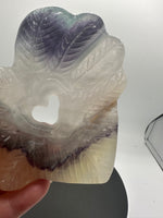 Rainbow Fluorite Decorative Carved Heart with Stand #2