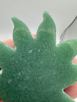 Green Aventurine Cannabis Leaf Carving #2