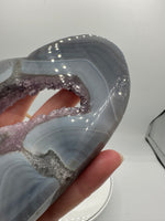 Large Amethyst Agate Heart with Stand #2