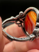 Vintage Style Carnelian Stainless Steel Adjustable Ring #5