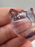 Cat Head Shape Rainbow Fluorite Bowl Carving #2