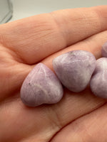 Mini Puffy Lepidolite Hearts – Natural Polished Gemstone Hearts (15mm)
