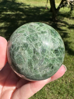 Natural Green Diopside Crystal Sphere 365g – Polished Green Gemstone #2
