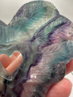 Rainbow Fluorite Decorative Carved Heart with Stand #9