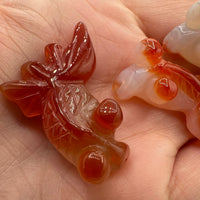 Carved Carnelian Agate Goldfish Pendant