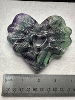 Rainbow Fluorite Decorative Carved Heart with Stand #4