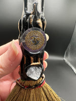 Natural Clear Quartz Decorative Crystal Broom with Om Symbol