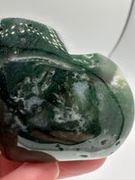 Moss Agate Carved Heart #2
