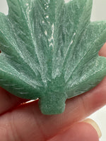 Green Aventurine Cannabis Leaf Carving #3