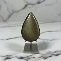 Natural Golden Sheen Obsidian Pearshape Large Cabochon #6