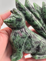 Ruby in Zoisite Nine-Tailed Fox Carving