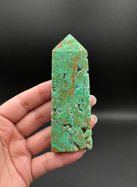 Indonesia Turquoise Druzy Geode Tower – Green & Copper-Brown – 111g #1