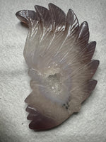Druzy Dendrite Agate Geode Indigenous-Inspired Profile Headdress Carving #9