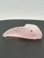 Rose Quartz Raven Skull Carving
