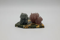 Small Nine Tail Fox Carvings Labradorite/Strawberry Quartz