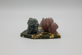 Small Nine Tail Fox Carvings Labradorite/Strawberry Quartz