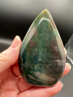 Ocean Jasper Polished Arrow Flame Freeform  #3 – Deep Green & Red Speckled – 92g