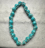Turquoise-Style Skull Bead Strand – Carved Skull & Round Beads for Jewelry Making