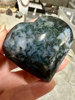 Moss Agate Carved Heart #6