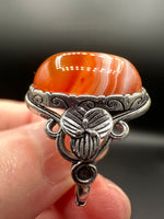 Vintage Style Carnelian Stainless Steel Adjustable Ring #1
