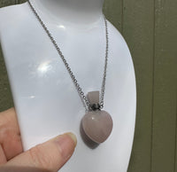 Rose Quartz Heart Shape Perfume/Essential Oil Bottle Necklace