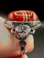 Vintage Style Carnelian Stainless Steel Adjustable Ring #2