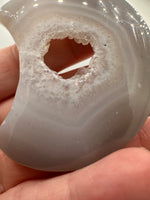 Druzy Agate Geode Carved Moon