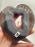 Amethyst Agate Heart Wings Carving with Stand #2