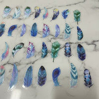 40 Count Blue Feather Stickers