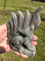 Labradorite Nine-Tailed Fox – Purple, Pink & Orange Flash