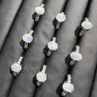 Natural Sri Lankan Moonstone Adjustable Stainless Steel Ring – Blue Flash Gemstone Ring